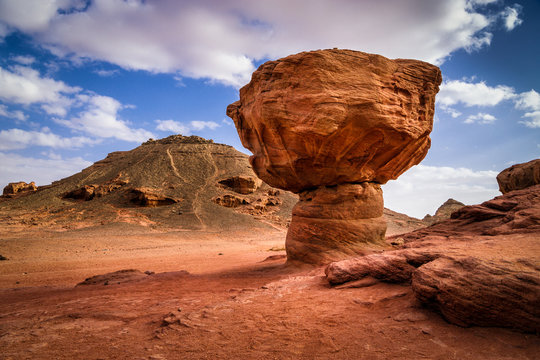 Rock called mushroom in stone desert, Israel © Miroslav