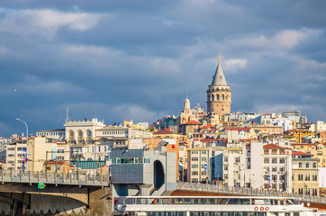 Fototapeta premium Panoramic view of Galata tower in Istanbul, Turkey