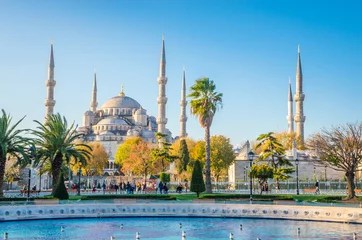 Gordijnen De Blauwe Moskee, (Sultanahmet Moskee), Istanbul, Turkije. © Olena Zn