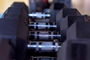 Closeup image of chrome dumbbells