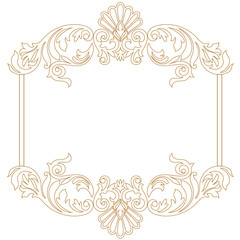 Golden vintage border frame engraving with retro ornament pattern in antique baroque style decorative design. Vector