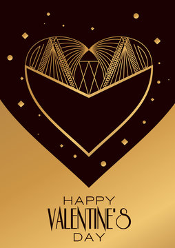 Modern Card  Valentines Day.Vector Image In Classic Art Deco Ret