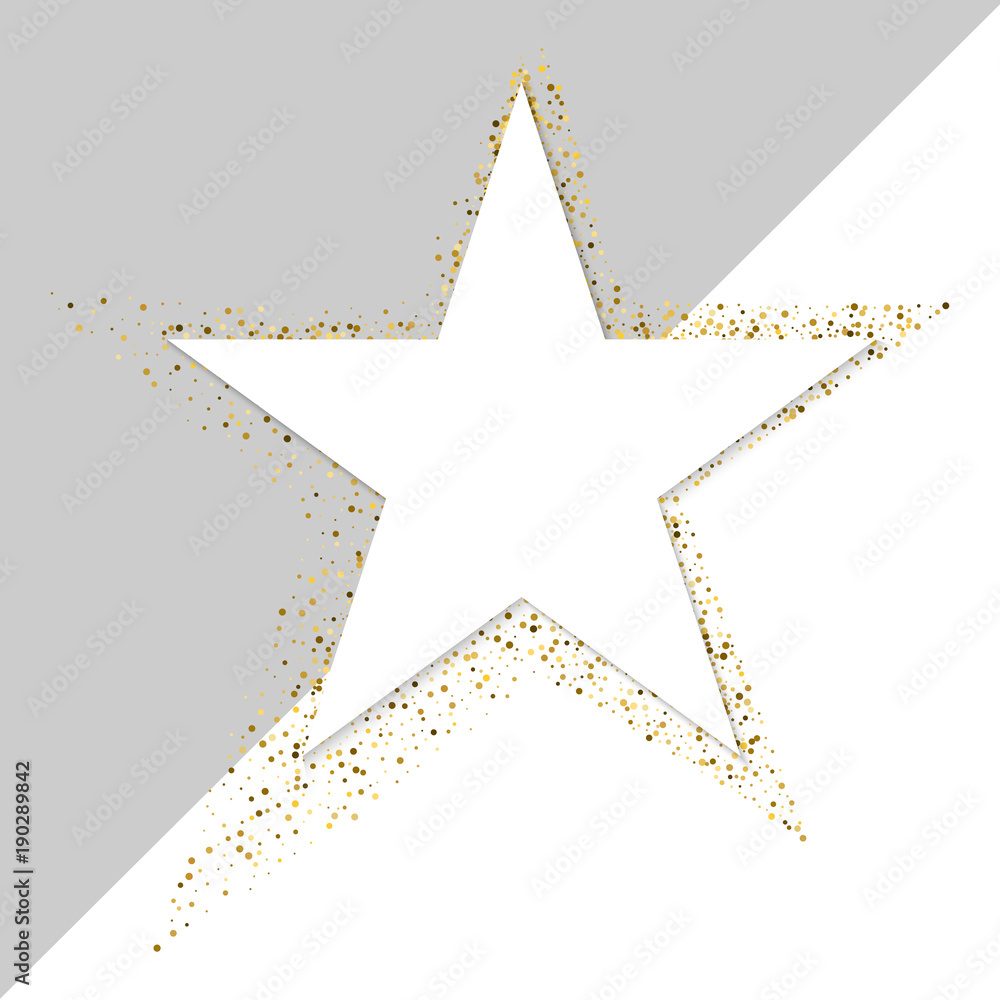 Wall mural golden star vector banner on white background. gold glitter star. gold template star for banner card