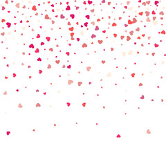 Flying heart confetti, valentines day vector background, romantic love vector simple texture