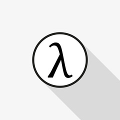 Greek letter lambda symbol with a long shadow on the background - obrazy, fototapety, plakaty