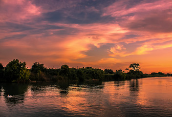 Fototapeta na wymiar Sunset On River