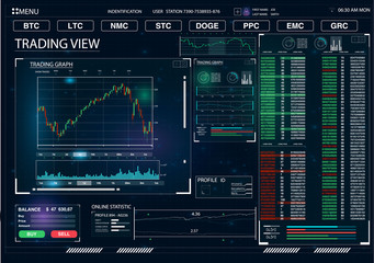 HUD UI for business app. Futuristic user interface HUD and Infographic elements. Abstract virtual graphic touch user interface. UI hud infographic interface screen monitor radar set web elements