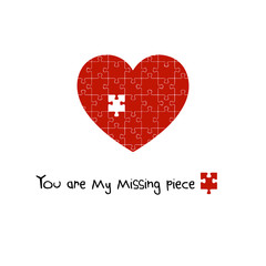 You Are My Missing Piece, Puzzle Heart, Valentine's Day Print, Minimalist Background, Vector Illustration, Home Decor - 190290685