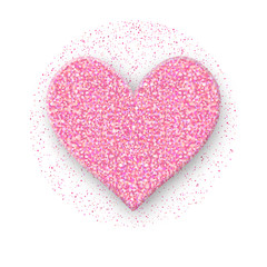 Heart icon. Shine pink glitter heart for Valentine's Day, wedding or romantic design. Vector illustration 