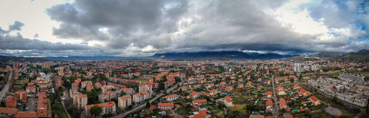 Fototapeta na wymiar Stormy sky over the town. Terni, Umbria, Italy