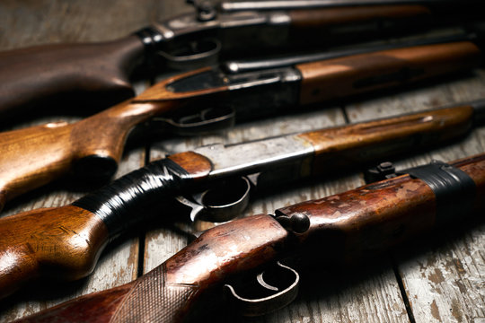 ollection of hunting rifles