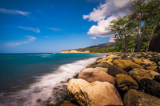 A long exposure image on a lovely day along the Beach in White Horses, St Thomas, Jamaica.