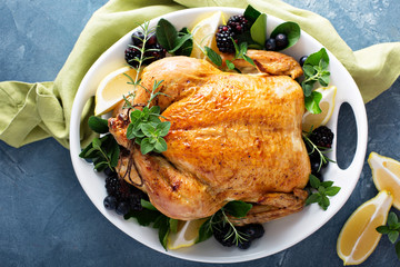 Roasted chicken for holiday or sunday dinner