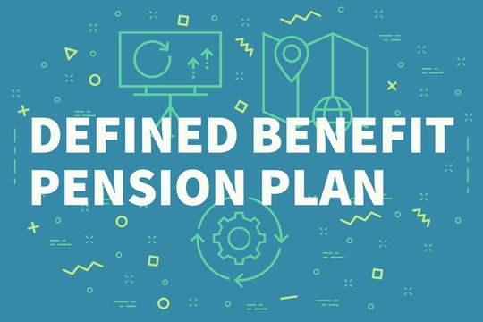 Conceptual Business Illustration With The Words Defined Benefit Pension Plan