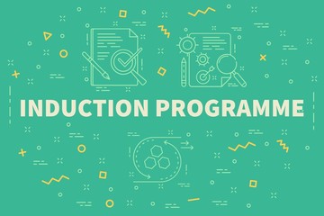 Obraz premium Conceptual business illustration with the words induction programme
