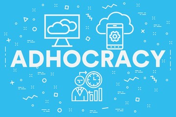 Conceptual business illustration with the words adhocracy