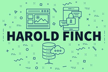 Conceptual business illustration with the words harold finch