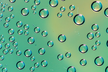 Small micro drops of water behind glass