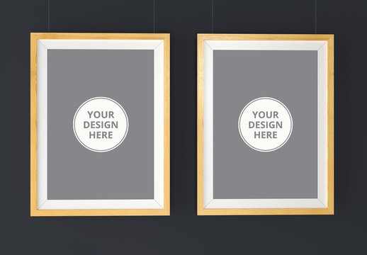 2 Hanging Wooden Frames Mockup 1