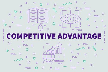 Conceptual business illustration with the words competitive advantage