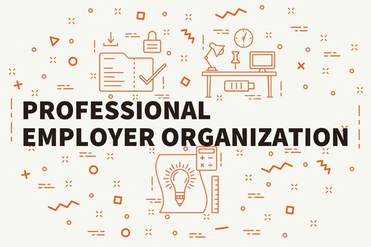 Conceptual business illustration with the words professional employer organization