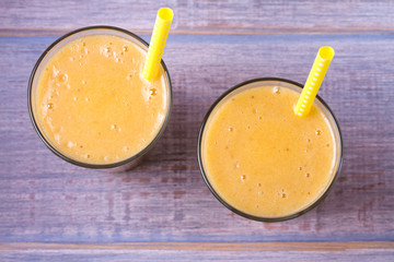 Mango banana milkshake with fruits