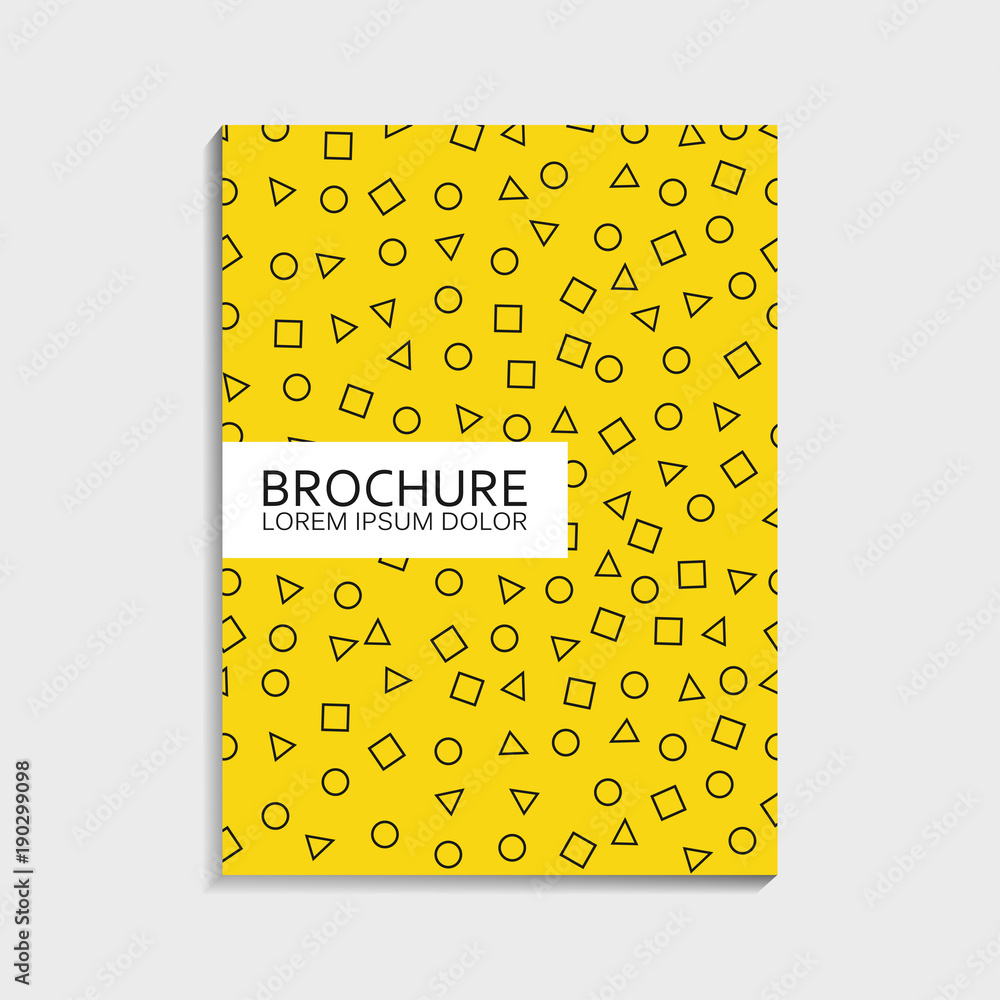 Poster covers design for brochure with memphis pattern - abstract dinamic shapes - circle, square, triangle