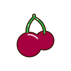 Red cherry vector icon. Unusual cherry design. Red cherry isolated on white background EPS