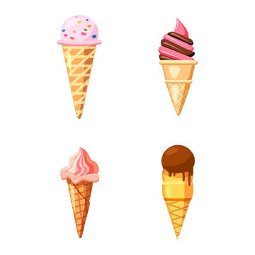 Ice cream icon set, cartoon style