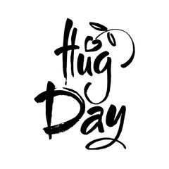 january 21 - national hug day hand lettering inscription text to winter holiday design, calligraphy vector illustration