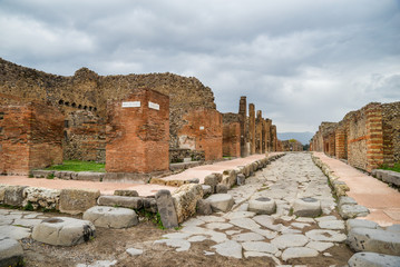 Ruins of Pompeii, ancient city in Italy, destroyed by Mount Vesuvius
