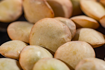 Macro collection, dry green lentils close up on black