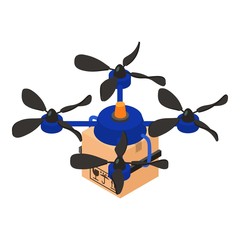 Delivery drone icon, isometric style