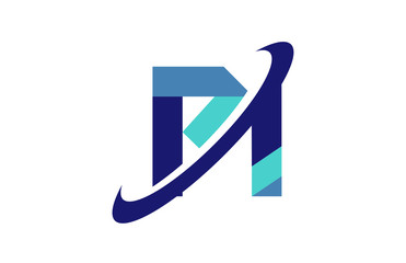 PI Ellipse Swoosh Ribbon Letter Logo 