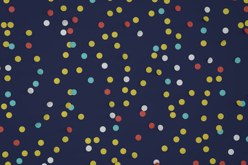 Colorful rounded paper carnival confetti abstract illustration isolated on colored backgroud.