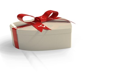 Heart gift box on a white background, 3d rendering