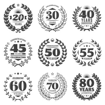 Vintage Monochrome Anniversary Labels Set