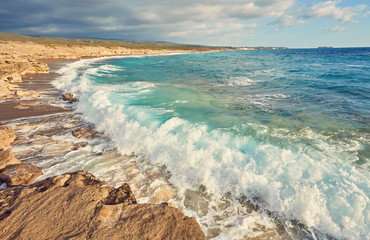 Storming sea and wide-spreading waves, Cyprus