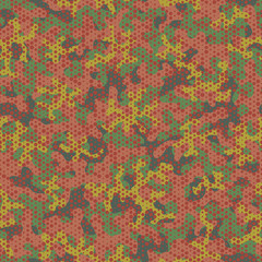 Urban camouflage seamless pattern. Abstract military hexagon style. Camouflage seamless pattern for army, navy, hunting, fashion cloth textile. Colorful modern soldier style. Vector honeycomb texture.