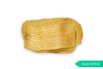 Acryl paint texture stane dub. Gold acrylic brush stroke. Abstract background design vector illustration. Isolated grunge shape golden oil splash. Color paintbrush banner.