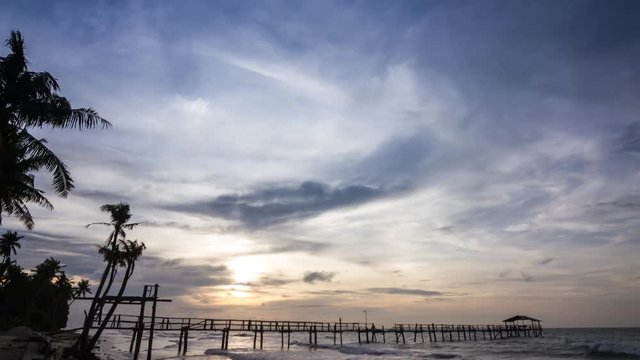 A 4K timelapse footage of sunset by Tamoi Beach, Kuala Penyu, Sabah, Malaysia. Pan & Zoom In and Out effect.