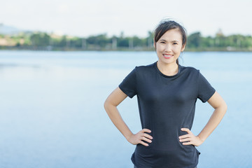 Happy woman after workout