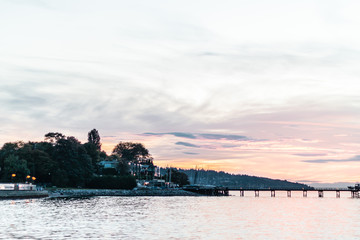 Fototapeta na wymiar Sunset at Kitsilano Beach in Vancouver, BC, Canada