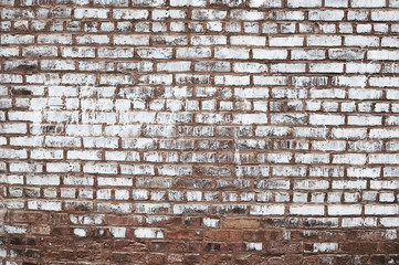 Old red painted brick wall background texture