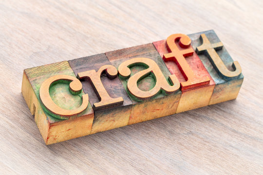 craft word abstract in wood type