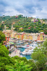 Fototapeta premium Beautiful bay with colorful houses in Portofino, Liguria, Italy