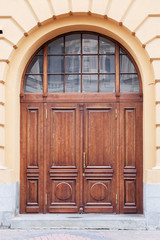 old wooden door with beautiful wood finish close up