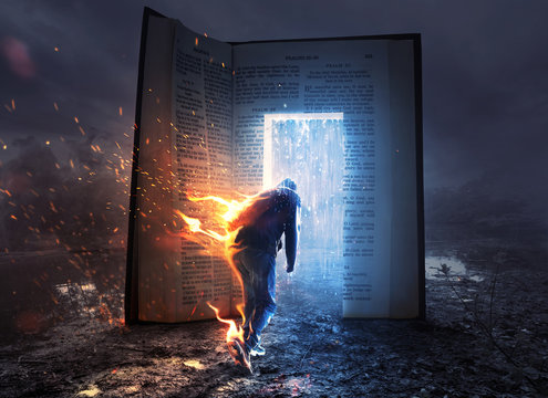 Man on fire and Bible