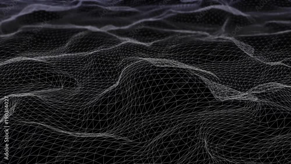 Aufkleber futuristic network shape waving. computer generated abstract seamless loop smooth animation rendered