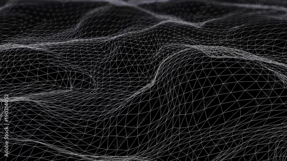 Poster futuristic network shape waving. computer generated abstract seamless loop smooth animation rendered